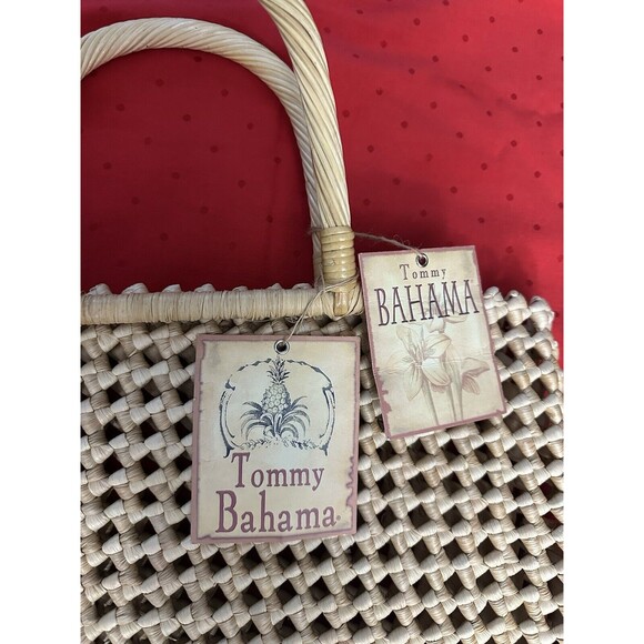 Tommy Bahama Twisted Original Straw Tote Bag Hard Handled Shoulder Beach Bag NWT - Picture 3 of 7